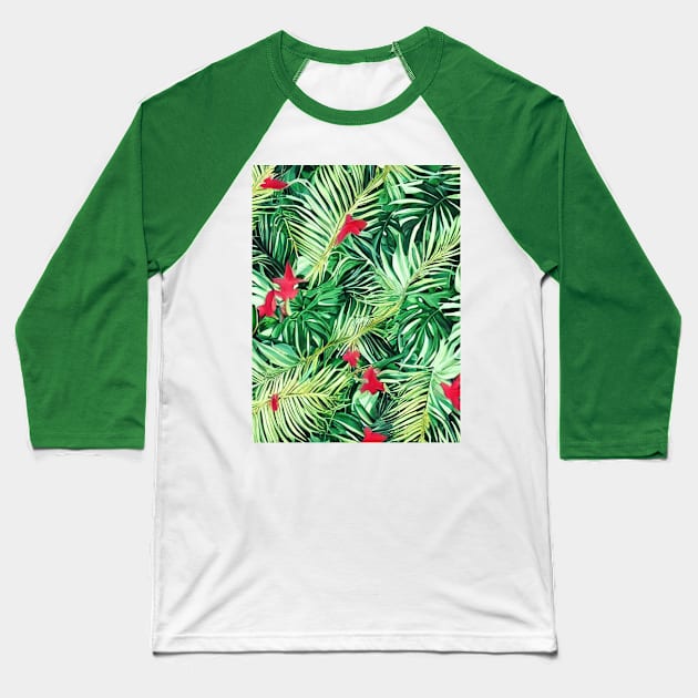 Tropical plants nature background Baseball T-Shirt by Alekxemko